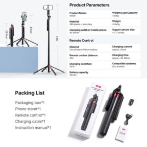 Ulanzi mt44 plus (ma09) bluetooth remote control selfie stick picture detail (6)