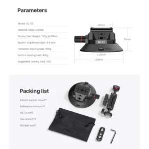 Ulanzi sc02 strong suction cup mount 4.5 ตัวดูดกระจก ที่ติดกล้องในรถ ที่ติดรถแบบสูญญากาศ (10)