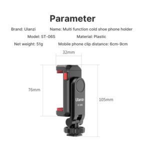 Ulanzi st 06s multi function cold shoe phone holder picture (5)