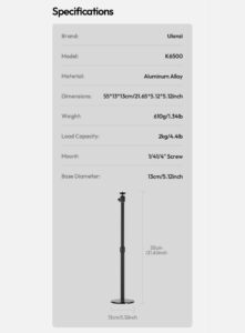 Ulanzi studio light stand for k6500 ขาตั้งไฟ (3)