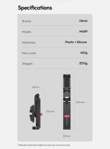 Ulanzi ma89 phone holder mount with clamp ขาตั้งมือถือ ที่วางโทรศัพท์แบบหนีบ ไม้เซลฟี่ 3in1 (22)