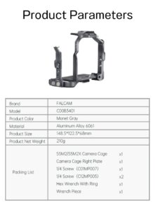 Falcam c00b3401 camera cage for panasonic s5m2:s5m2x เคจกล้องอลูมิเนียมอัลลอย ดีไซน์ egonomic พร้อมระบบ quick release (10)