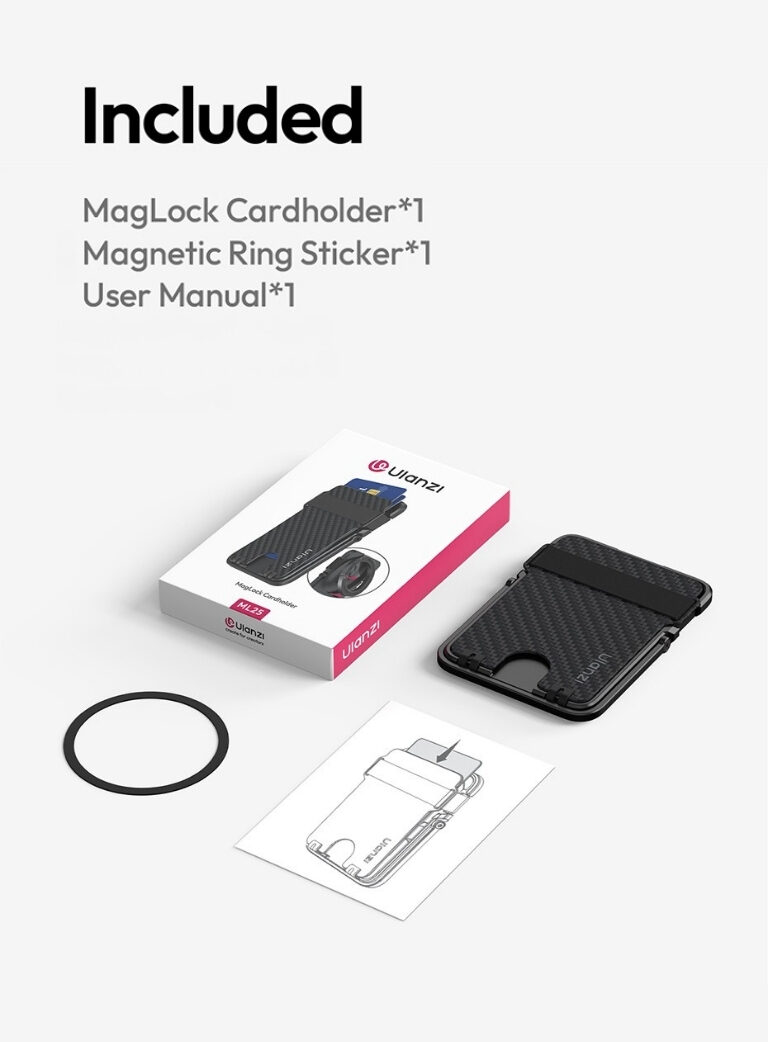 Ulanzi ml25 maglock cardholder กระเป๋าบัตรแม่เหล็ก คาร์บอนไฟเบอร์ บาง 0.8cm พร้อมขาตั้ง กระเป๋าบัตร magsafe (9)