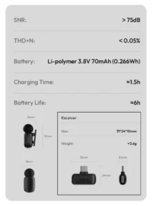 Ulanzi a200 mini mic portable ไมโครโฟนไร้สายจิ๋ว ไมค์ไร้สายมือถือ ไมค์ไลฟ์สด (16)
