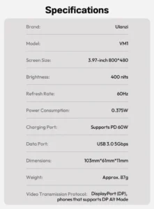 Ulanzi vm1 vlog selfie monitor screen จอมอนิเตอร์ จอเซลฟี่ zero lag จอหลัง iphone จอ magsafe (17)