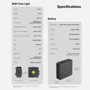 Ulanzi ec65 65w cube light 16