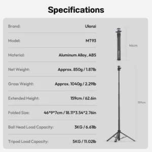 Ulanzi MT93 ขาตั้งกล้องกางอัตโนมัติ พร้อมหัวบอล UKA Quick Release