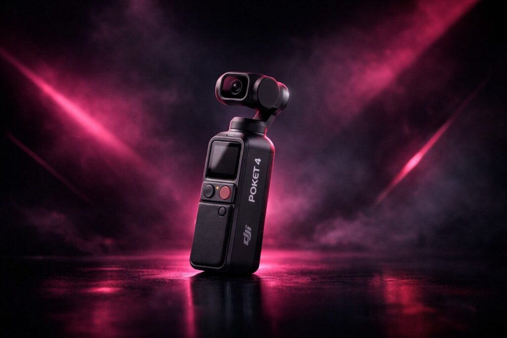 กล้อง dji pocket 4 ในแสงสีม่วง