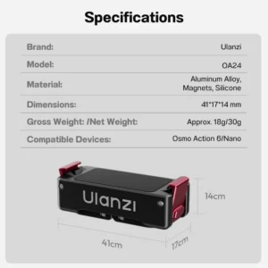 Ulanzi ตัวแปลงแม่เหล็กปลดเร็ว OA24 ตัวแปลง Gopro Mount 1/4" สำหรับ DJI Osmo Action 6
