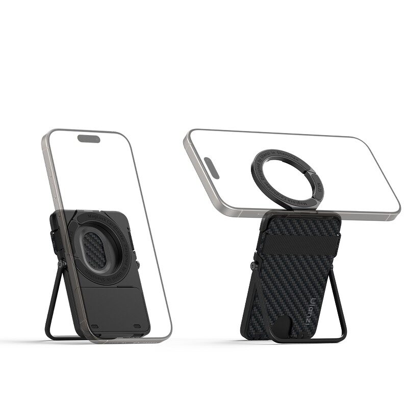 Ulanzi ml25 maglock cardholder กระเป๋าบัตรแม่เหล็ก คาร์บอนไฟเบอร์ บาง 0.8cm พร้อมขาตั้ง กระเป๋าบัตร magsafe 9